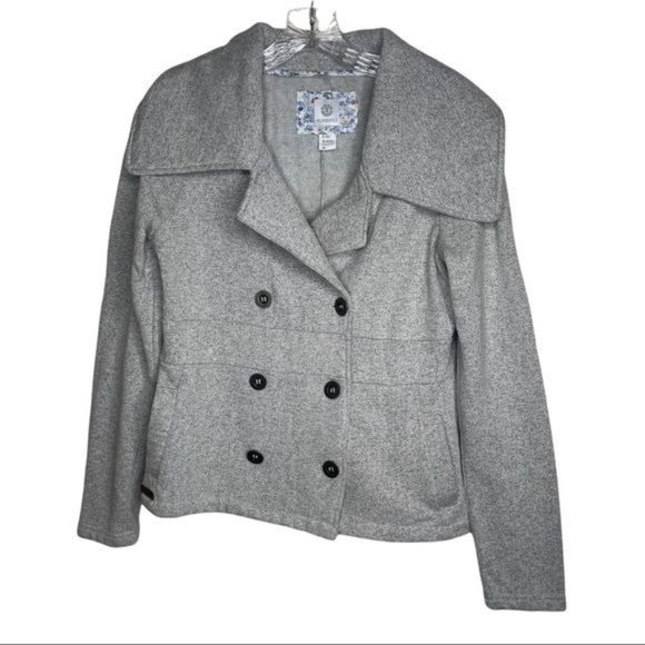Element Long Sleeve Gray Knit Double Breasted Pea Coat Size Medium - Picture 6 of 8
